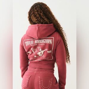 new True Religion Red Hoodie sweater cropped